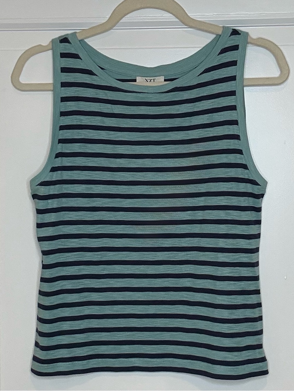 NWT Nic + Zoe Aqua Multi Striped Cotton Modal Tank Top Medium